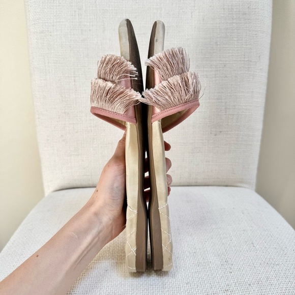 BIRDIES The Sparrow Blush Pink Fringe Slides Sandals Size 11 - Picture 12 of 16